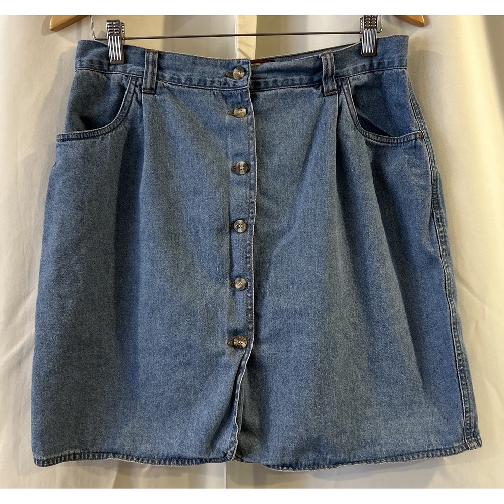 Vintage Faded Glory Denim Midi Medium Wash Skirt Y2K Boho Western Rodeo Retro 16